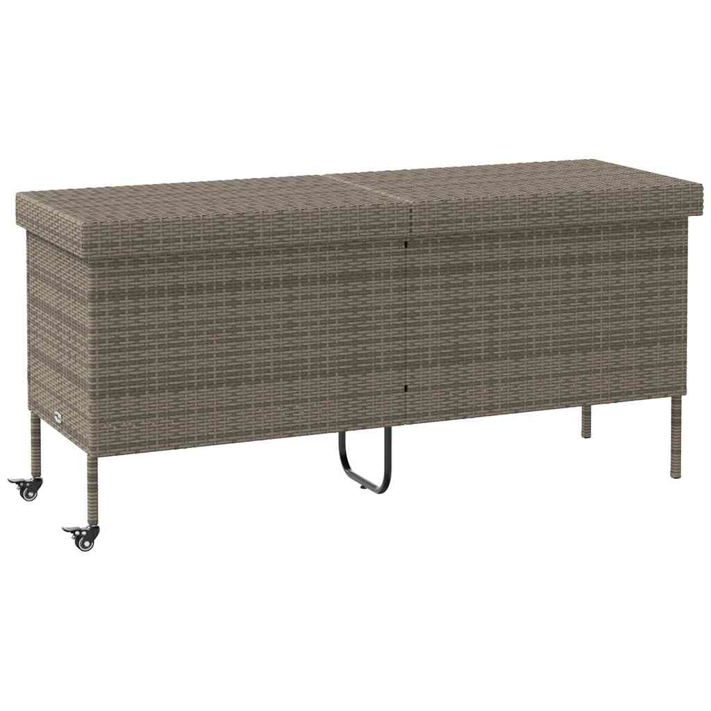 Opbevaringsboks med hjul polyrattan - grå, 160 x 55 x 75 cm - number 1.