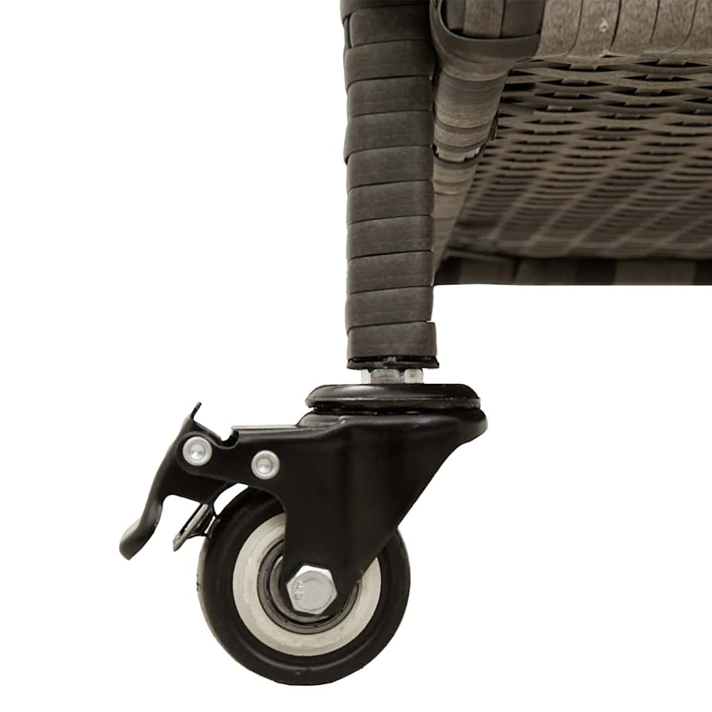 Opbevaringsboks med hjul polyrattan - grå, 160 x 55 x 75 cm - number 8.