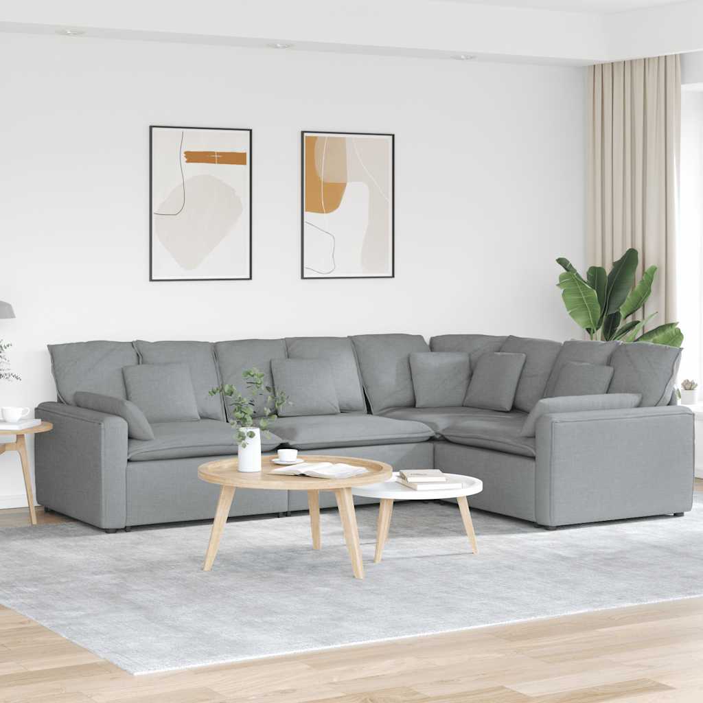 Modulsofa med hynder stof lysegrå - number 1.