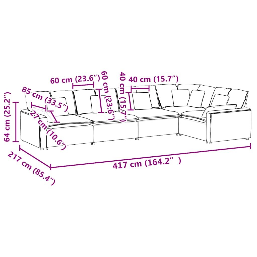 Modul kauč s jastucima velvet - plava - number 12.
