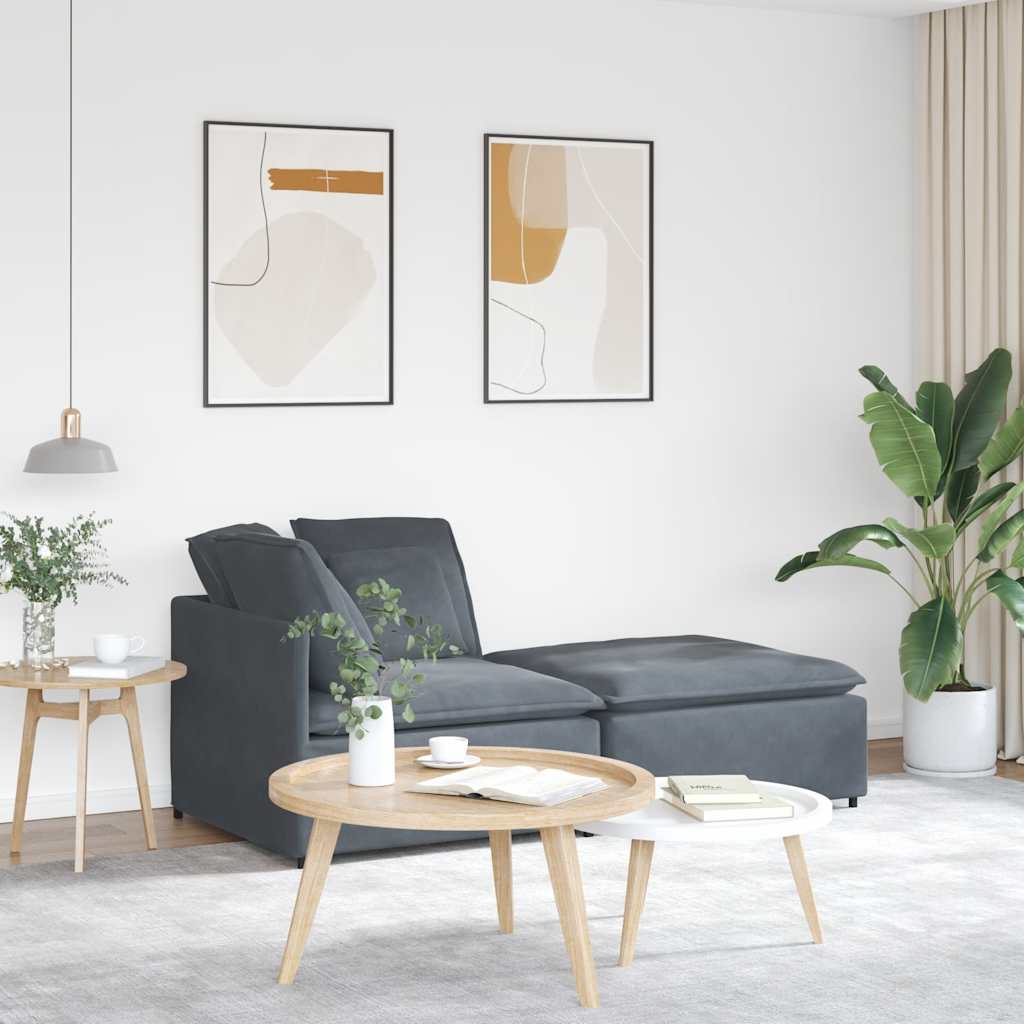 Modulsofa med fodskammel og hynder fløjl mørkegrå - number 1.