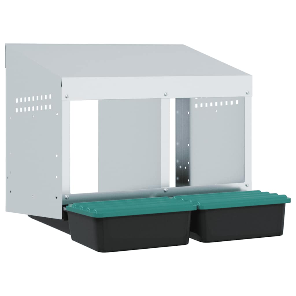 Nichoir pour poulets 2 compartiments en acier galvanisé mural - 53 x 50 x 46 cm - number 2.