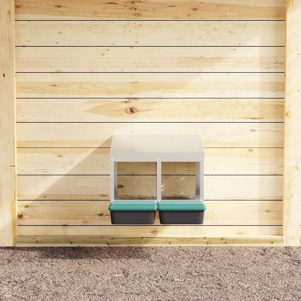 Nichoir pour poulets 2 compartiments en acier galvanisé mural - 53 x 50 x 46 cm - number 3.