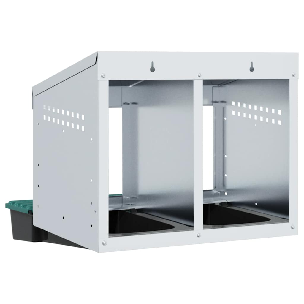 Nichoir pour poulets 2 compartiments en acier galvanisé mural - 53 x 50 x 46 cm - number 7.