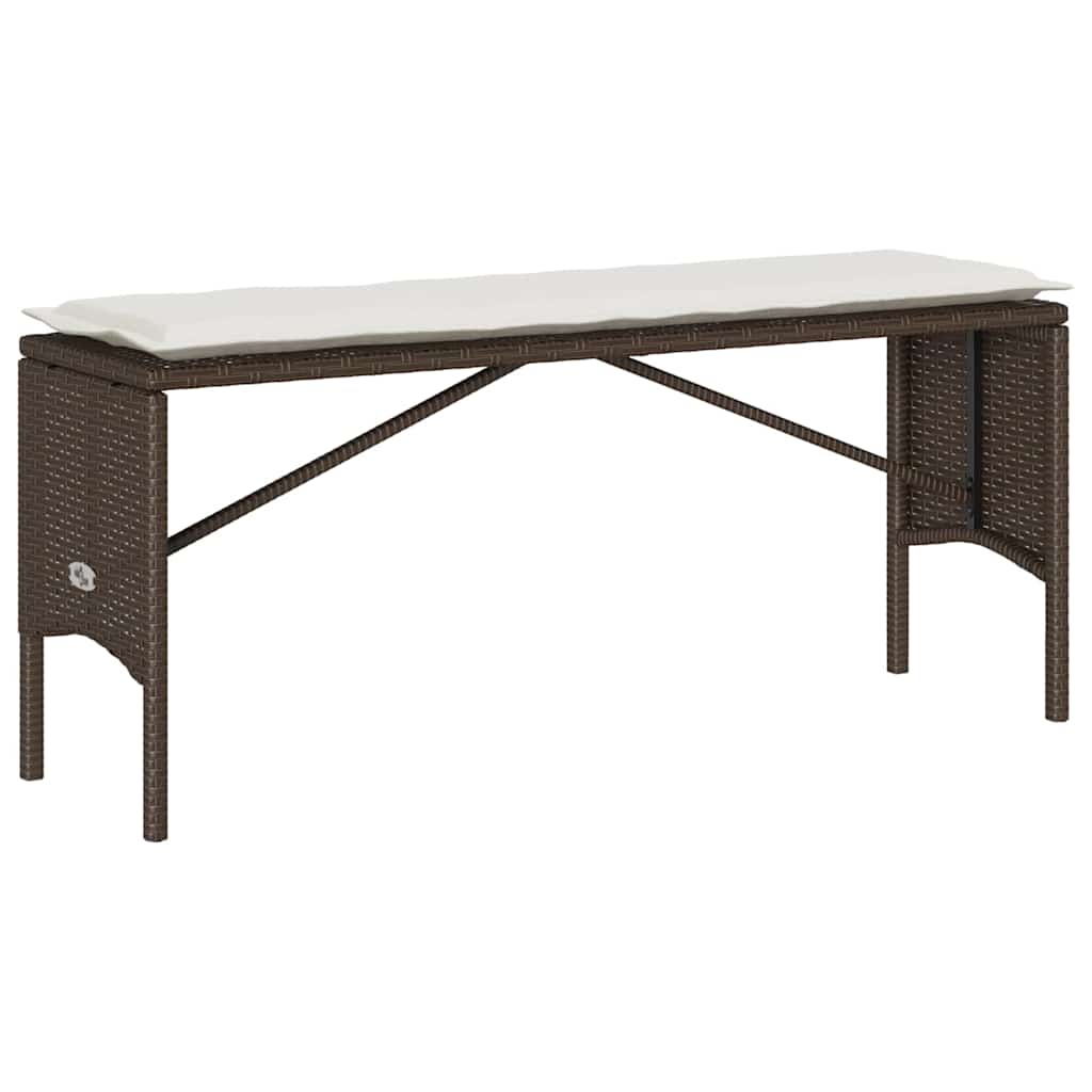 Spisebordssæt til haven 3 dele med hynder polyrattan brun - number 5.