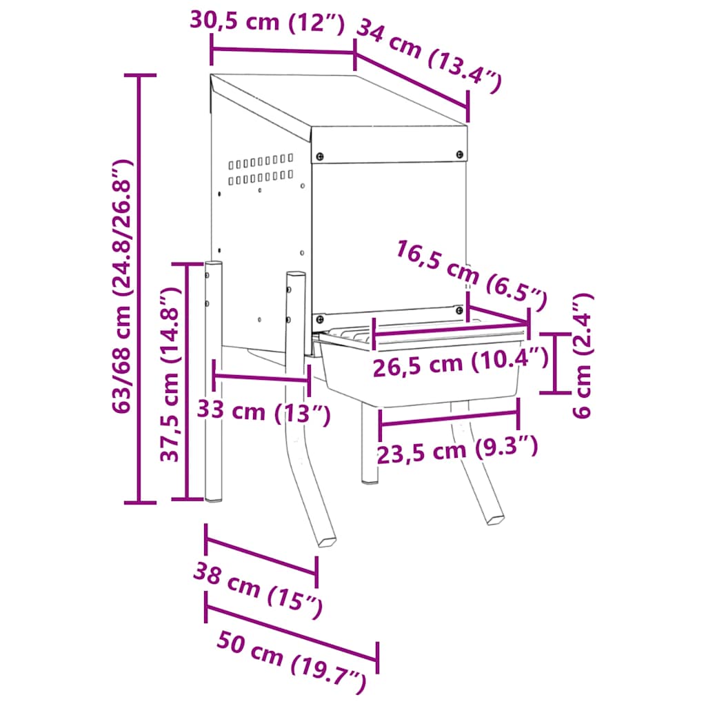 Nichoir pour poulets 1 pièce avec des jambes en acier galvanisé - number 9.