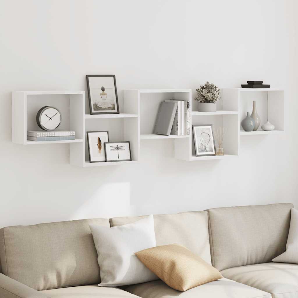 Półka ścienna z 5 przegródkami drewno klejone - biała, 1 - number 3.