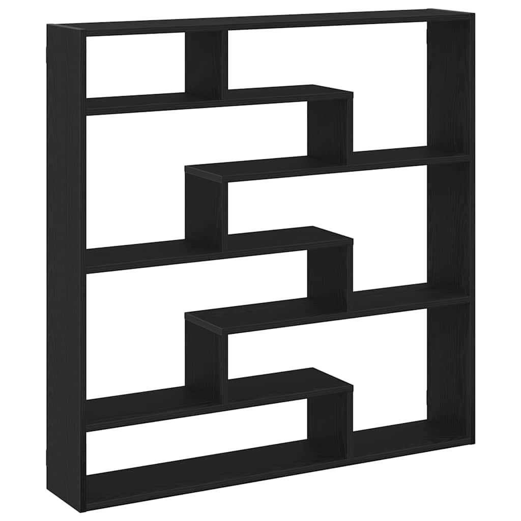 Półka ścienna z 7 przedziałami zbudowanymi drewnem - czarny, 1, x - number 6.