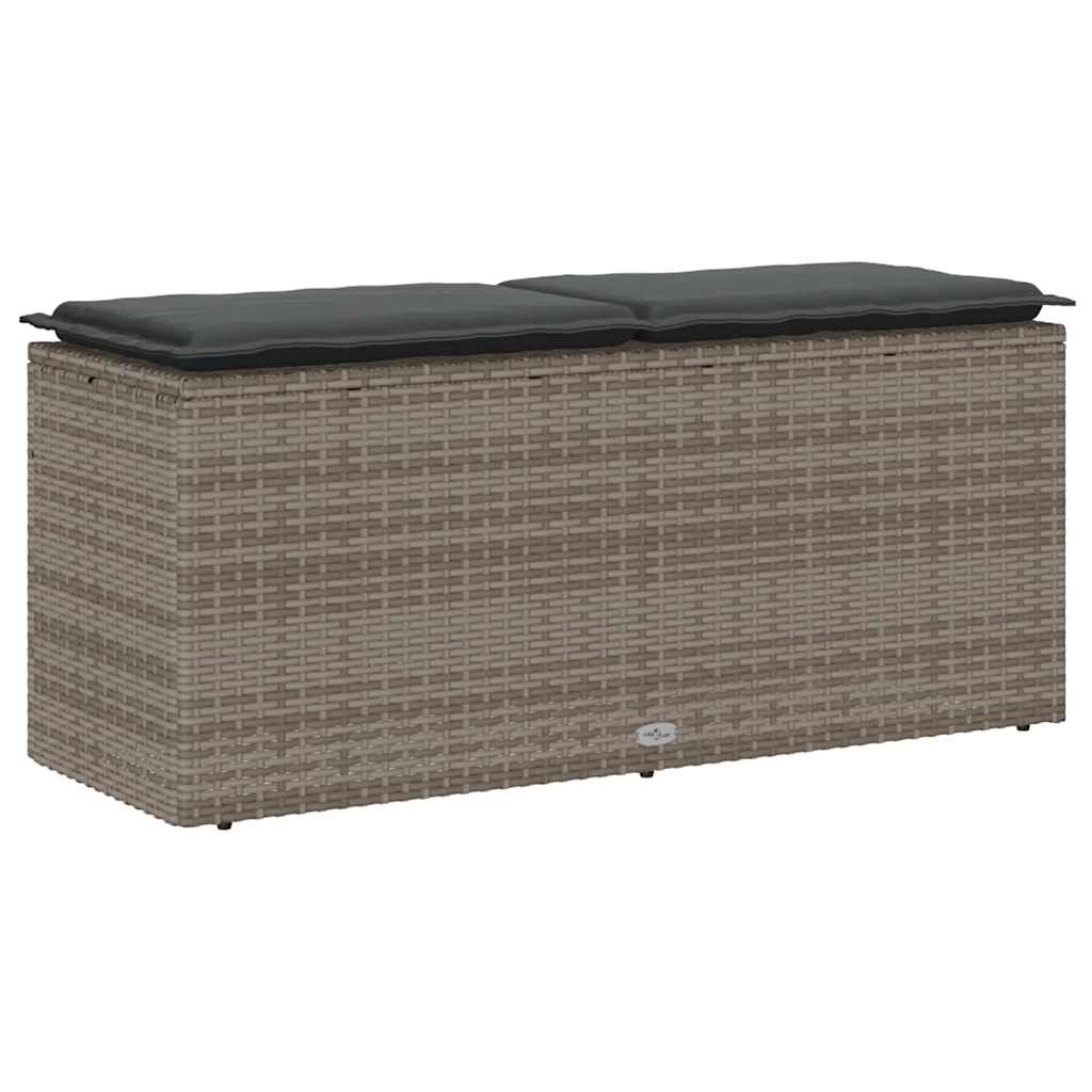 Hagebenk med pute 110x40x44 cm polyrattan - grå, , 1 - number 6.