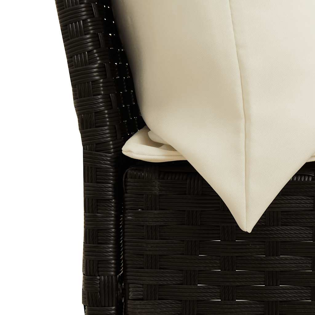Hagesofa med puter polyrattan - svart, 1, kremfarget - number 7.