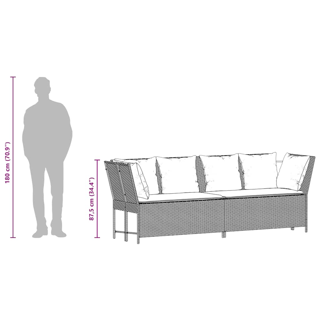 Hagesofa med puter polyrattan - svart, 1, kremfarget - number 10.