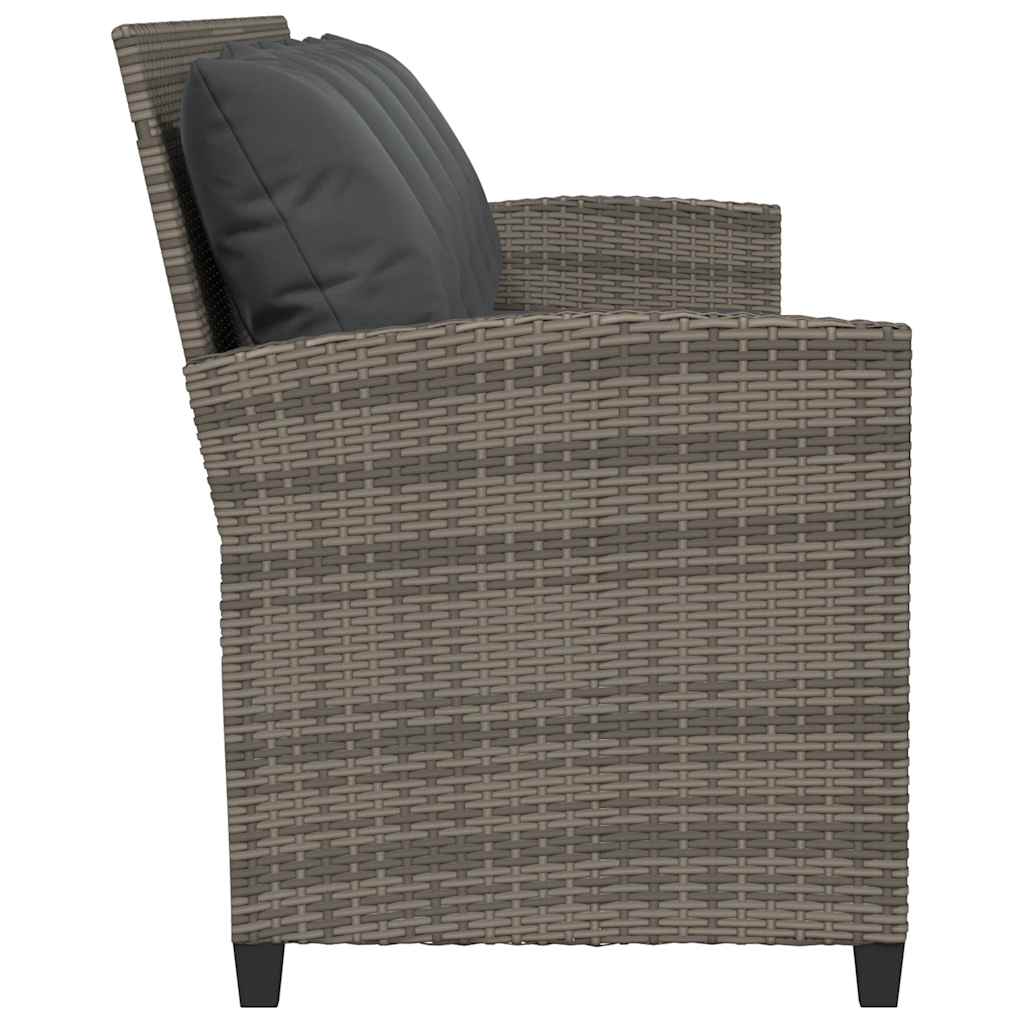 Havesofa med hynder polyrattan grå - grå og mørkegrå, 5, 5-personers, x - number 5.