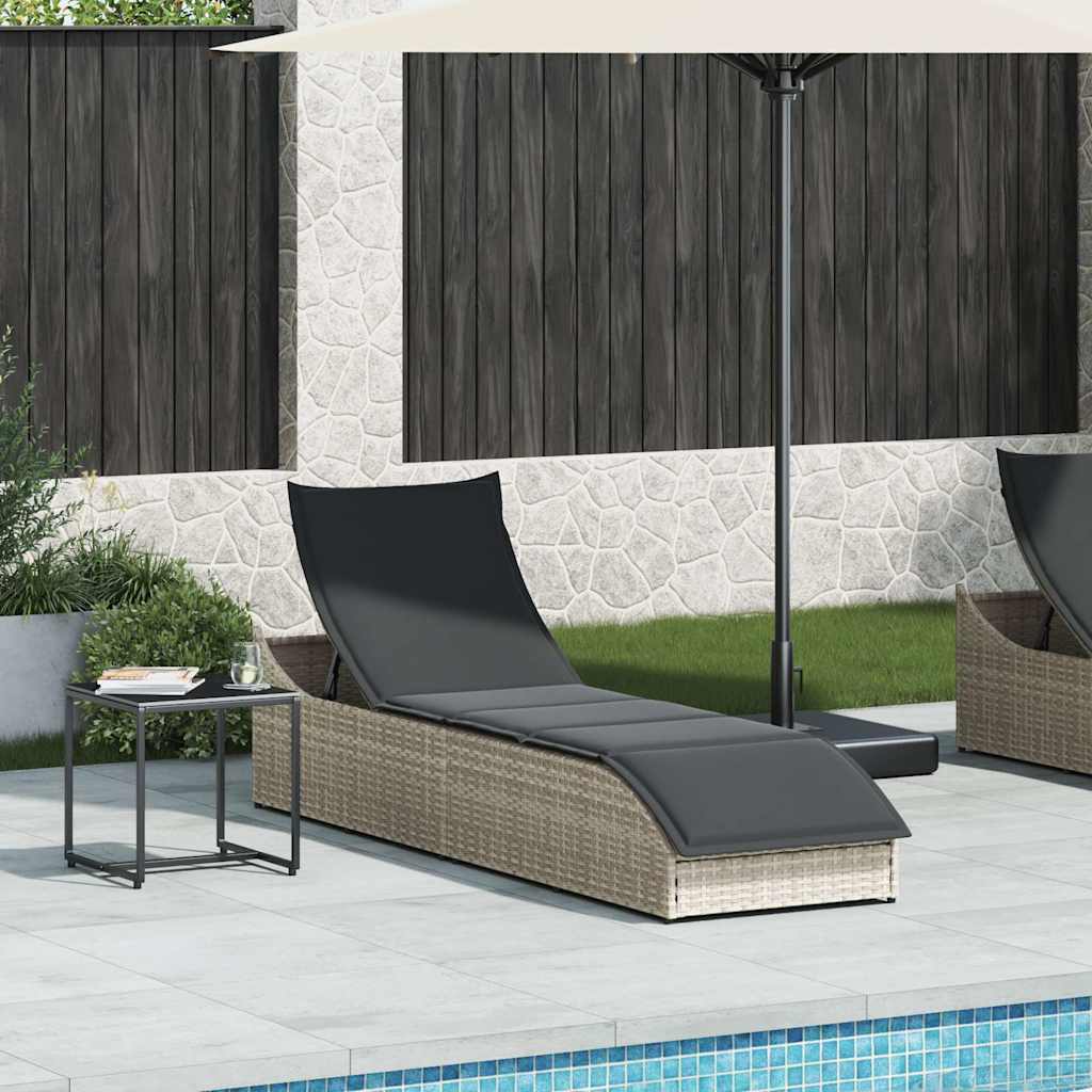 Sklopiva ležaljka za sunčanje s jastukom i poliratanom za odlaganje - svijetlo siva, tamno siva, 1 - number 2.