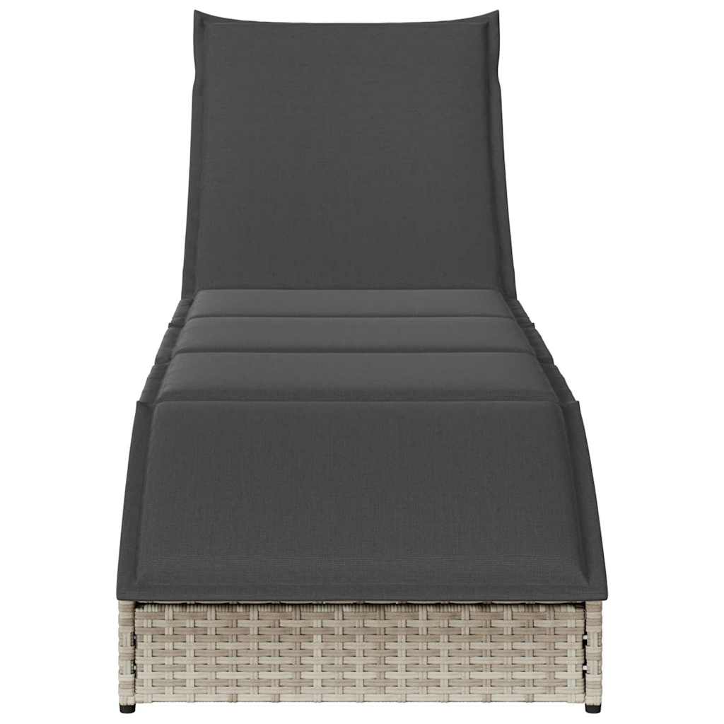 Sklopiva ležaljka za sunčanje s jastukom i poliratanom za odlaganje - svijetlo siva, tamno siva, 1 - number 5.