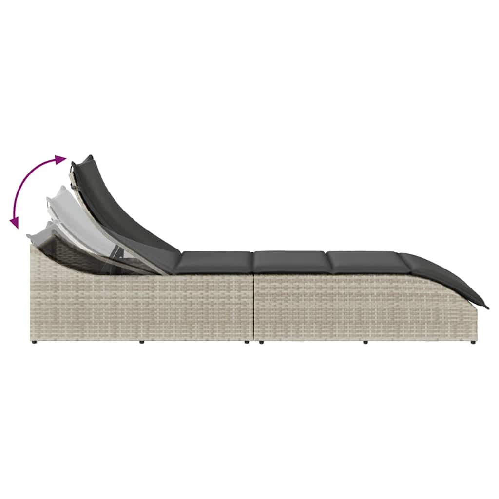 Sklopiva ležaljka za sunčanje s jastukom i poliratanom za odlaganje - svijetlo siva, tamno siva, 1 - number 8.