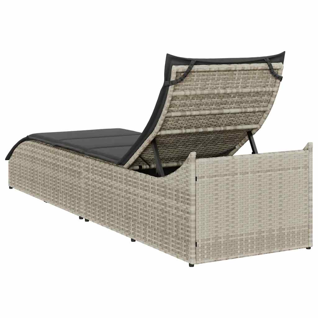 Sklopiva ležaljka za sunčanje s jastukom i poliratanom za odlaganje - svijetlo siva, tamno siva, 1 - number 7.