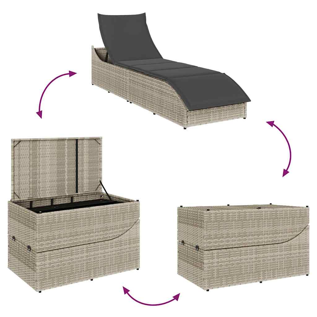 Sklopiva ležaljka za sunčanje s jastukom i poliratanom za odlaganje - svijetlo siva, tamno siva, 1 - number 9.