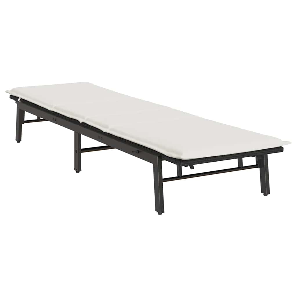 Slem stol med pute polyrattan svart - number 4.