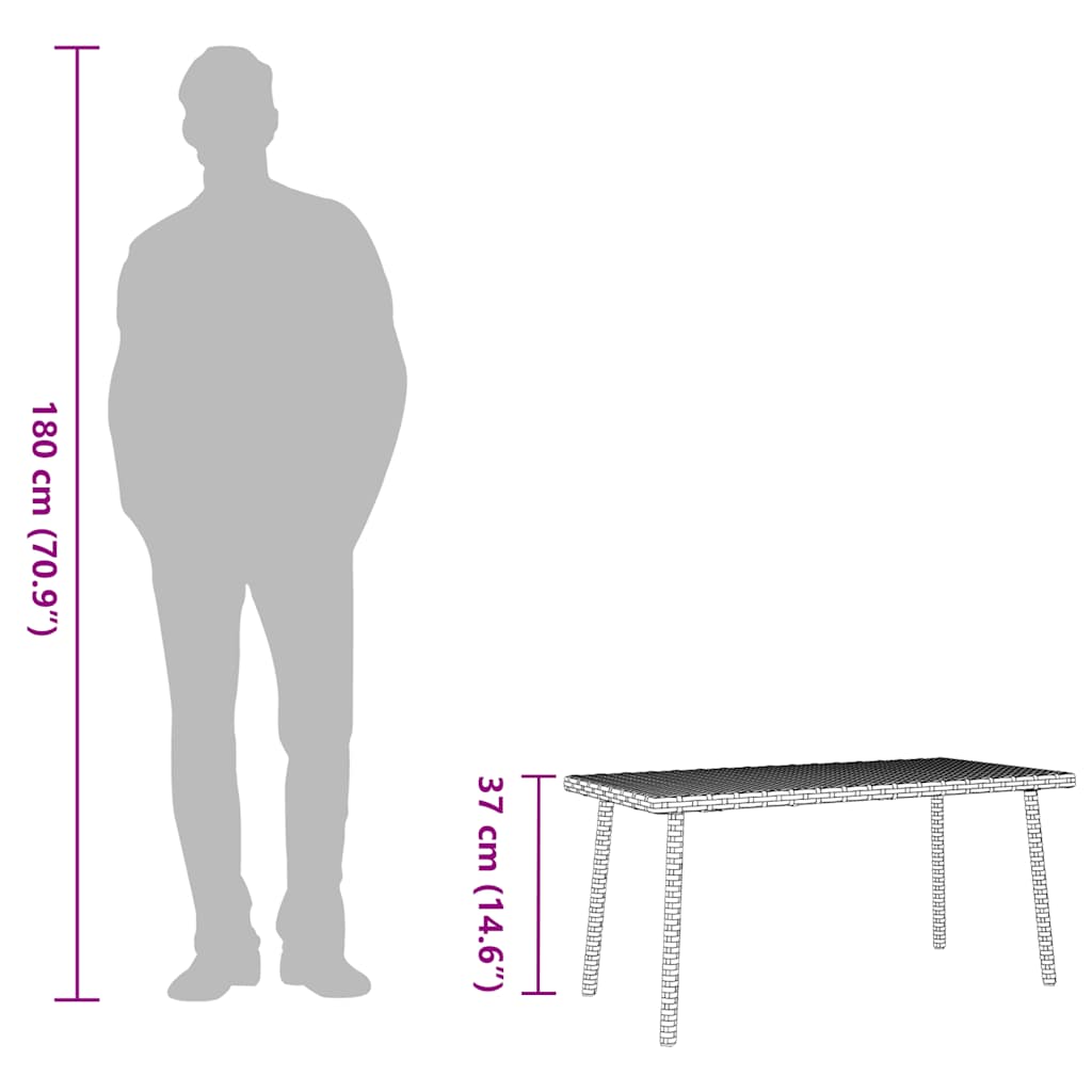 Hagesalongbord kvadratisk polyrattan - grå, 80 x 40 x 37 cm, 1 - number 8.