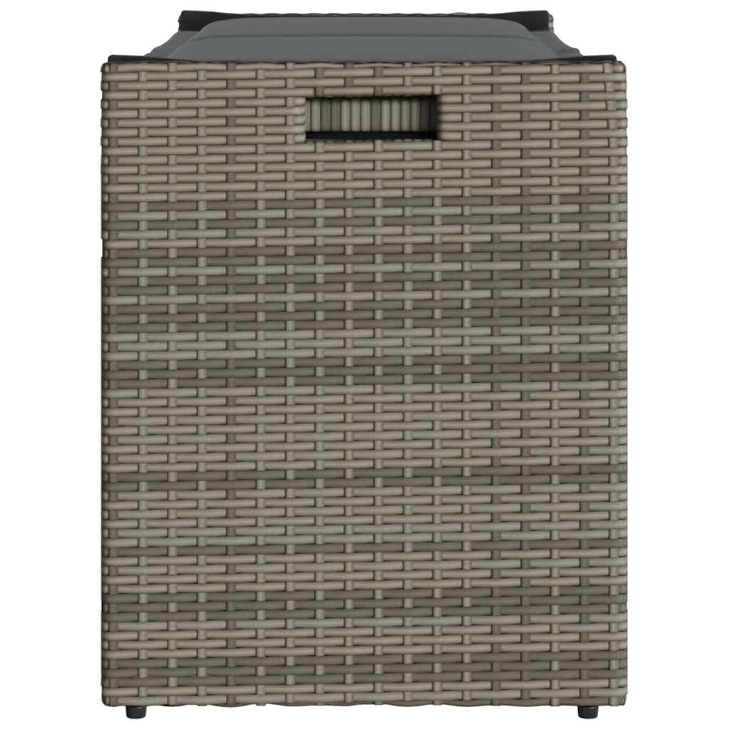 Venkovní úložná lavice s polštářem 100 cm polyratan šedá - šedá a tmavě šedá, 1 - number 5.