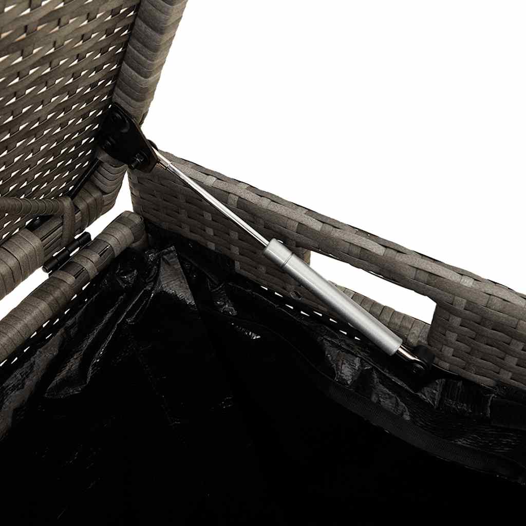 Venkovní úložná lavice s polštářem 100 cm polyratan šedá - šedá a tmavě šedá, 1 - number 9.