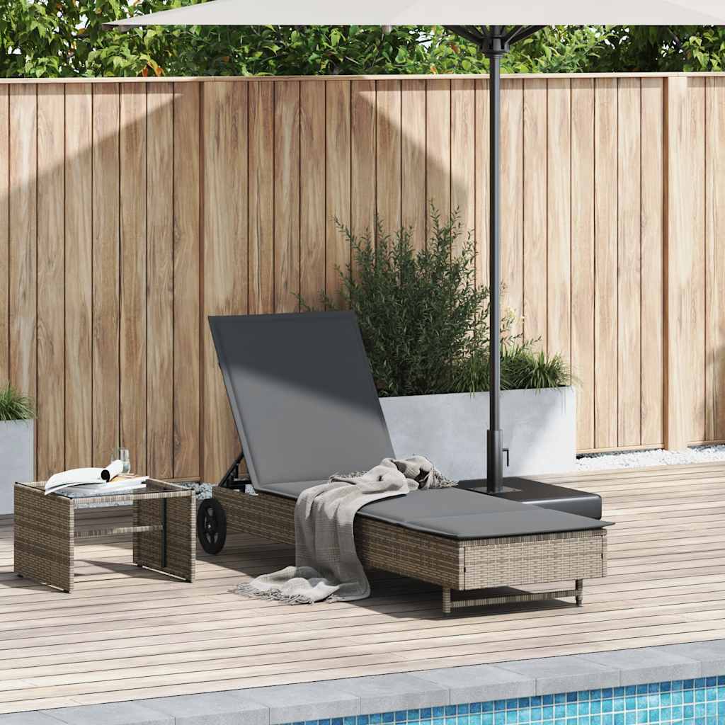 Ležaljka s kotačima i jastukom poliratan - siva, 1 - number 3.