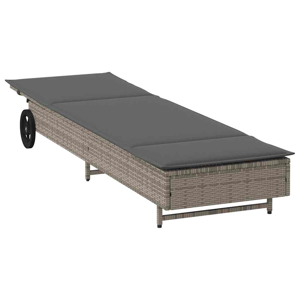 Ležaljka s kotačima i jastukom poliratan - siva, 1 - number 5.