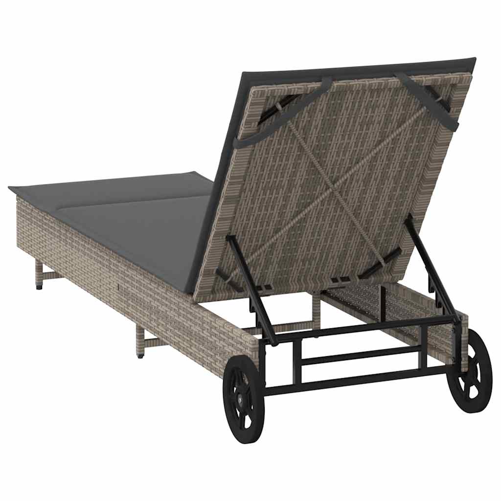 Ležaljka s kotačima i jastukom poliratan - siva, 1 - number 8.