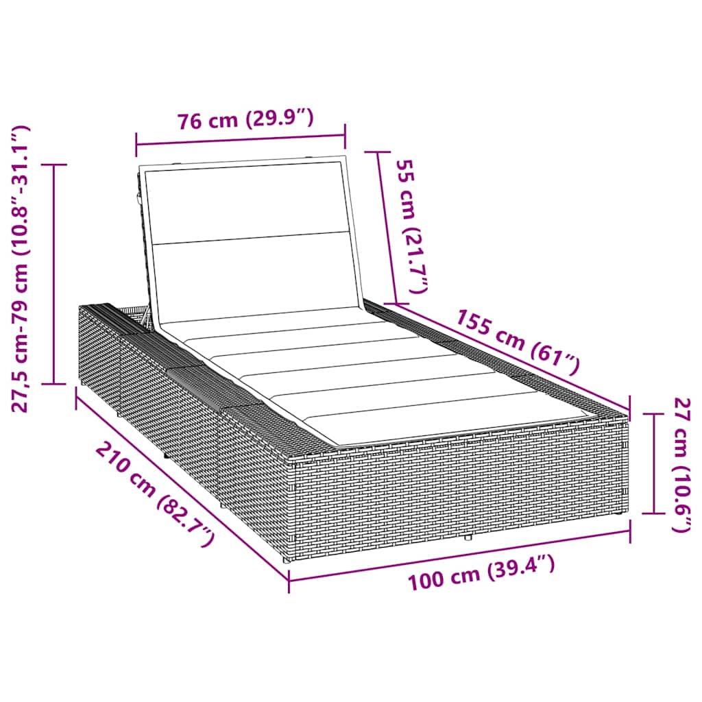 Solstol med flytkudde polyrattan - grå och blå, 1 - number 12.