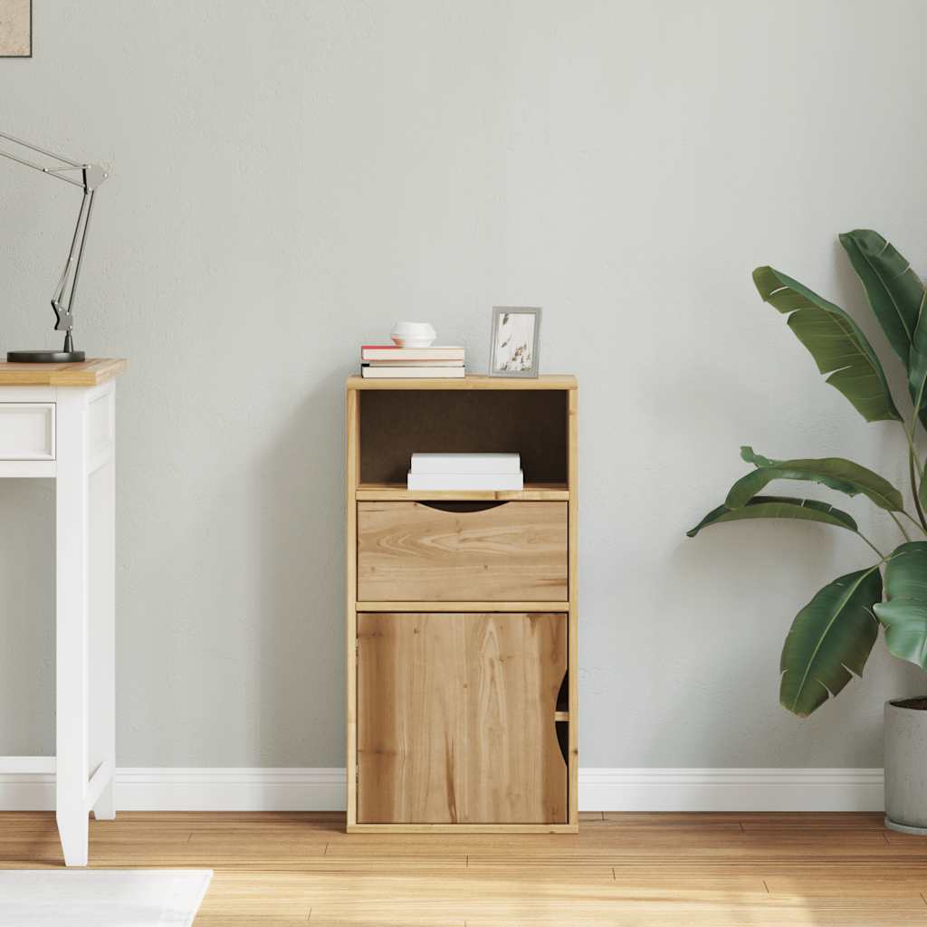 Sideskab odda med skuffe 40x24x79 cm massivt fyrretræ - naturfarvet, 1, med 1 skuffe og 1 låge - number 3.