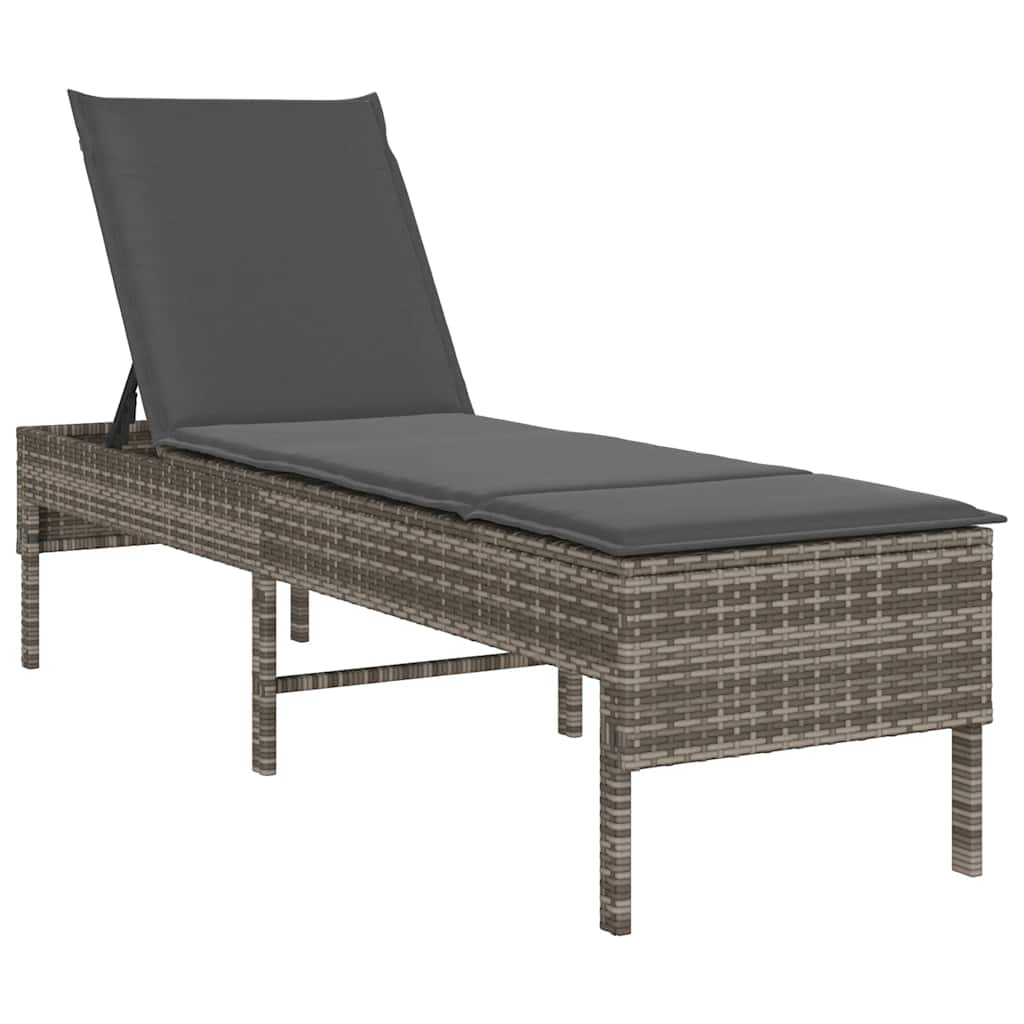 Ligged stolica s jastukom 55x200x44 cm polirattan - siva, 1, tamno siva - number 2.