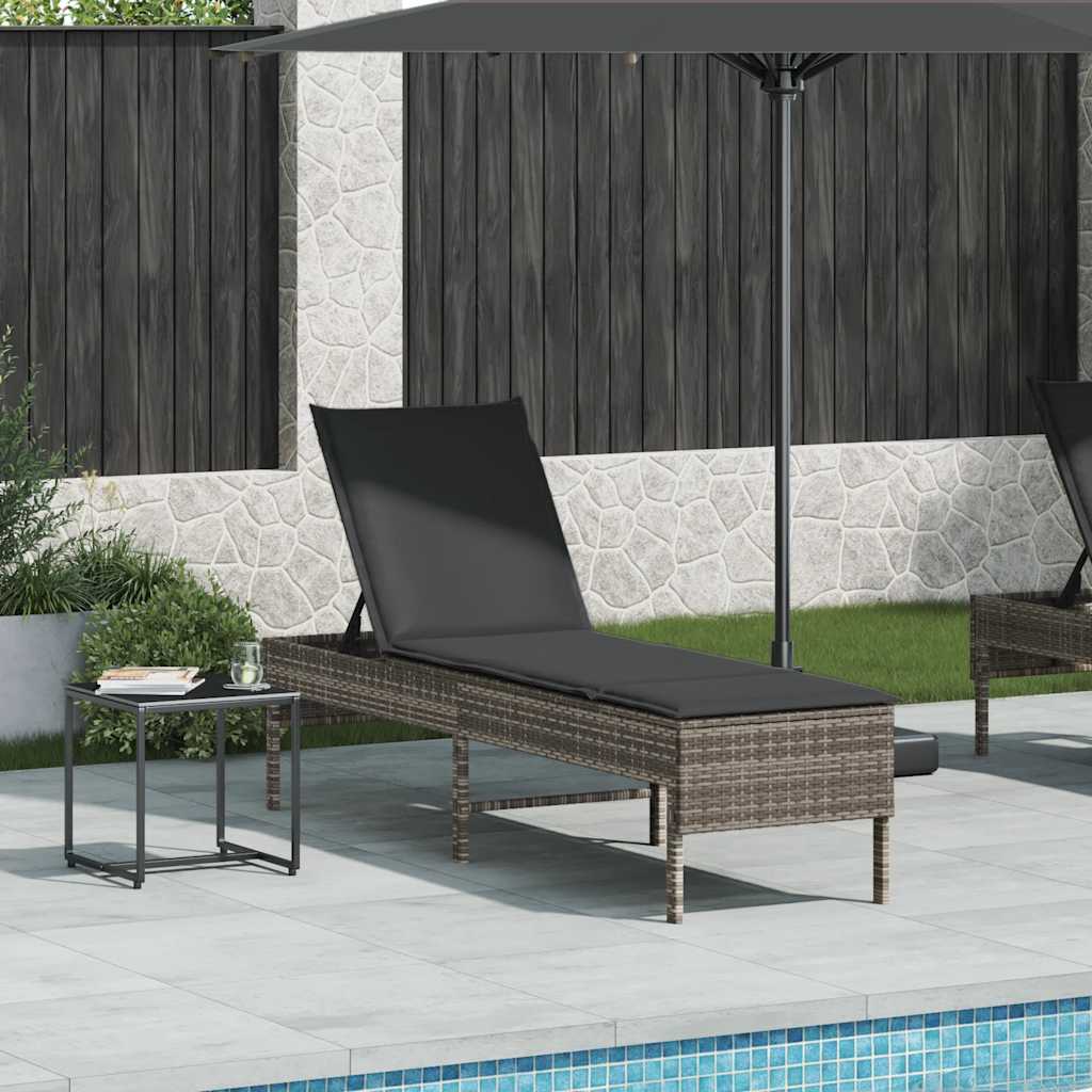 Ligged stolica s jastukom 55x200x44 cm polirattan - siva, 1, tamno siva - number 3.