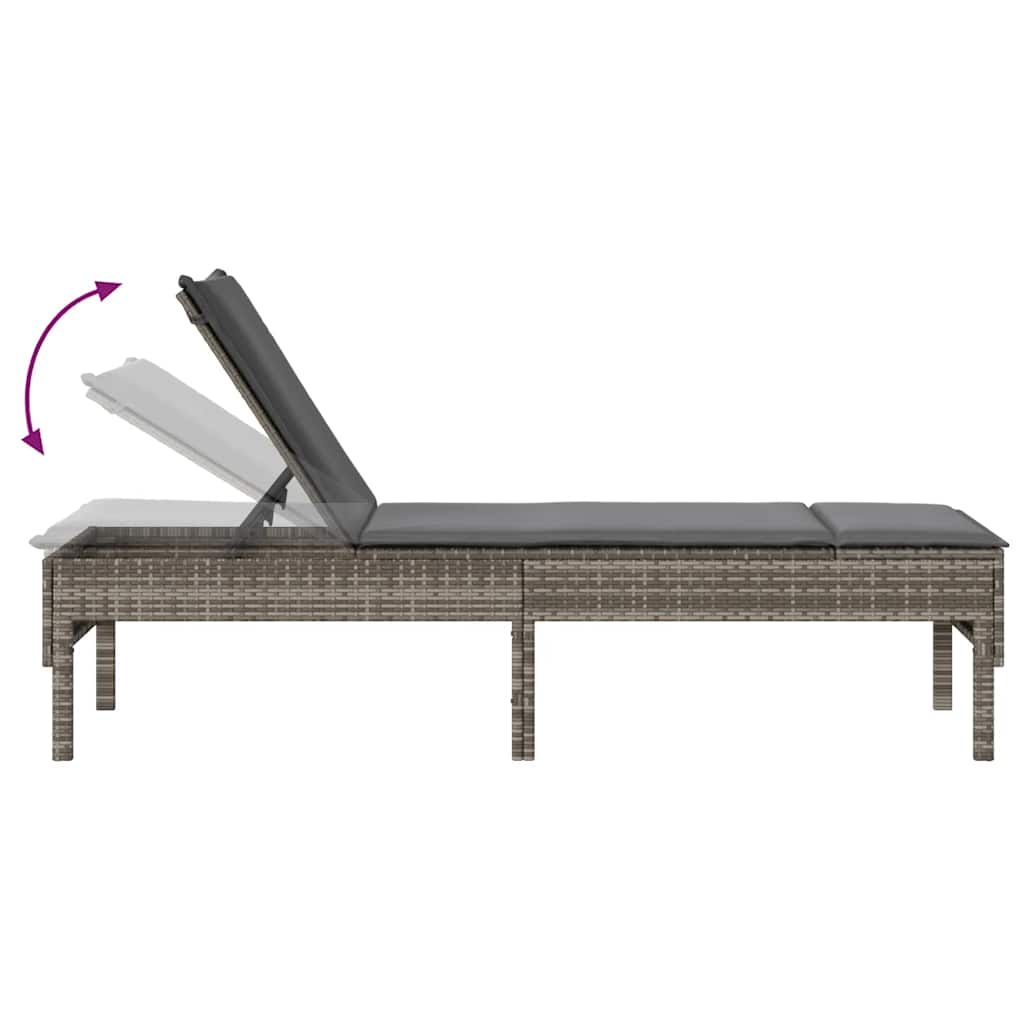 Ligged stolica s jastukom 55x200x44 cm polirattan - siva, 1, tamno siva - number 8.