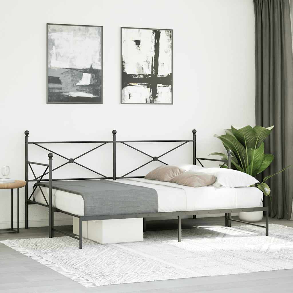 Daybed uden madras stål - sort, 90 x 190 cm, med udtræk - number 3.