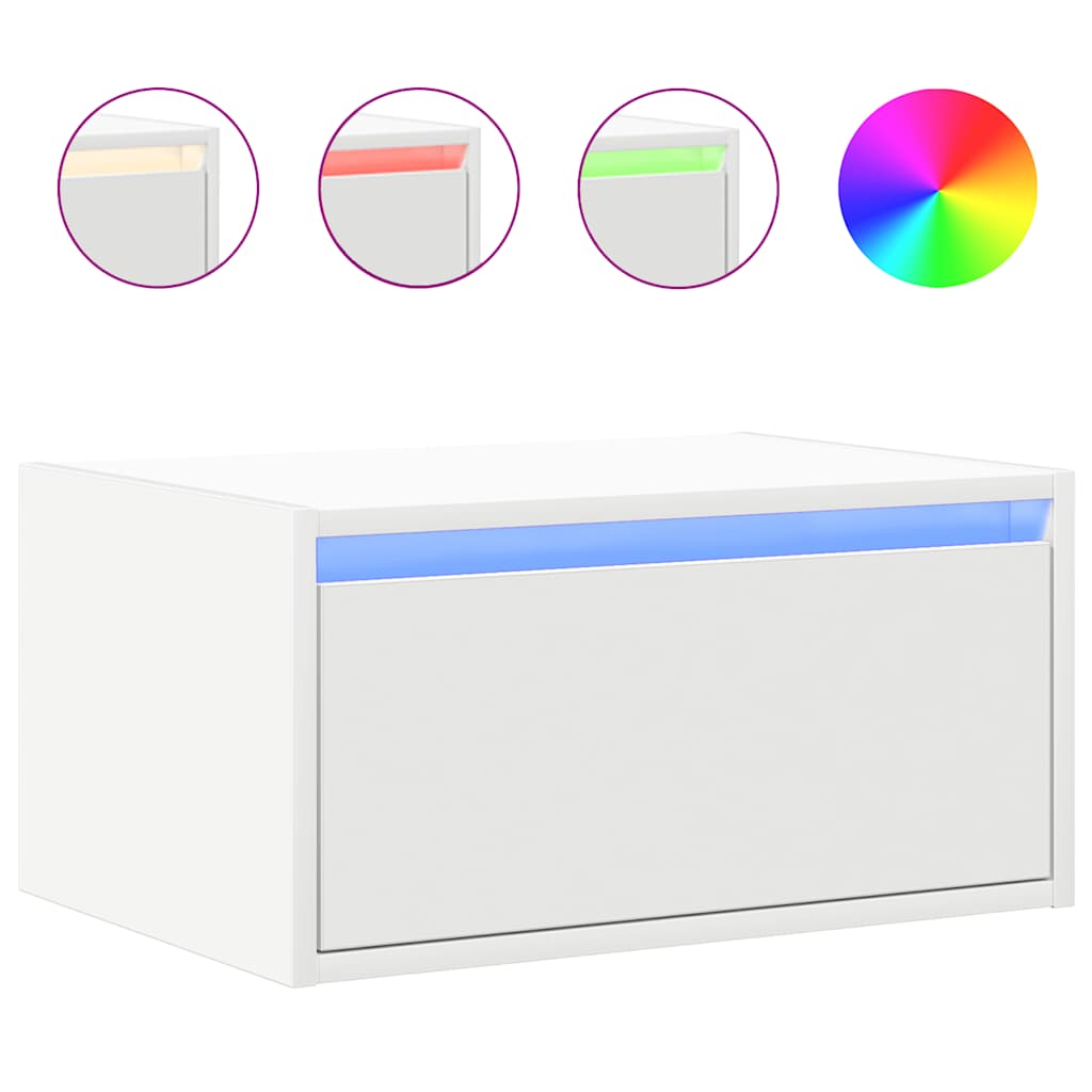 Szafka nocna wisząca z oświetleniem led - biała - number 2.