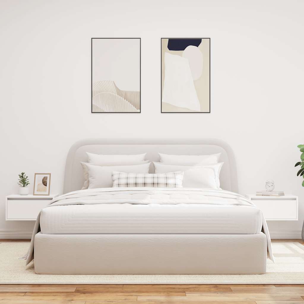 Nástěnné noční stolky 2 ks. s led světly - bílá - number 4.