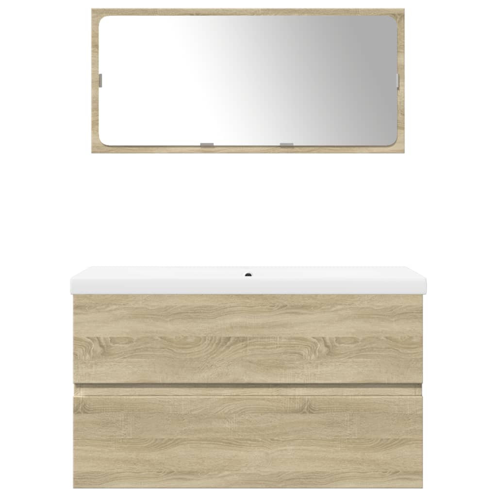 Møbelsæt til badeværelse 3 dele konstrueret træ - sonoma-eg, 1 - number 4.