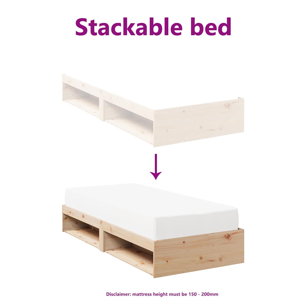 Daybed uden madras massivt fyrretræ - naturfarvet, 90 x 190 cm - number 8.