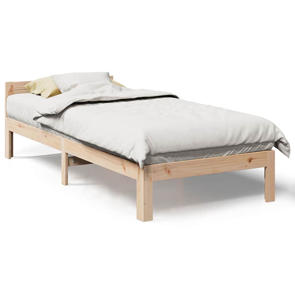 Bed frame without mattress solid pine - natural colored, 90 x 200 cm - number 2.