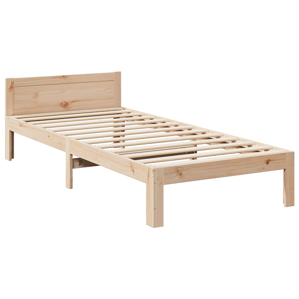 Bed frame without mattress solid pine - natural colored, 90 x 200 cm - number 3.