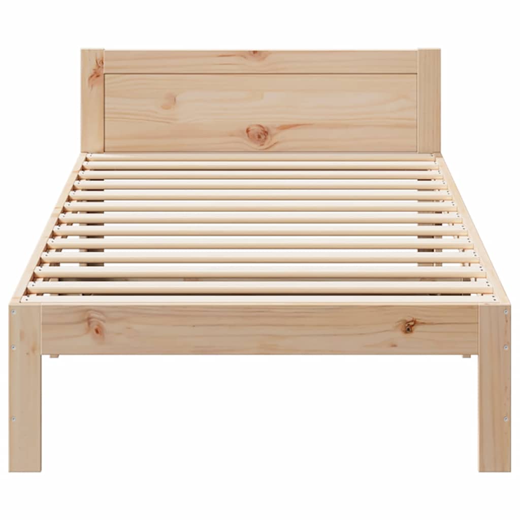 Bed frame without mattress solid pine - natural colored, 90 x 200 cm - number 5.