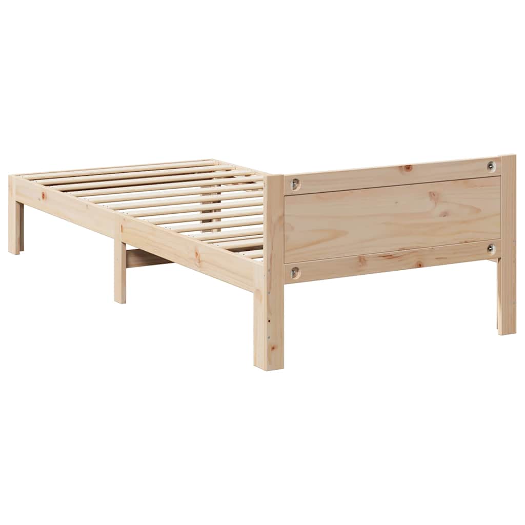 Bed frame without mattress solid pine - natural colored, 90 x 200 cm - number 7.
