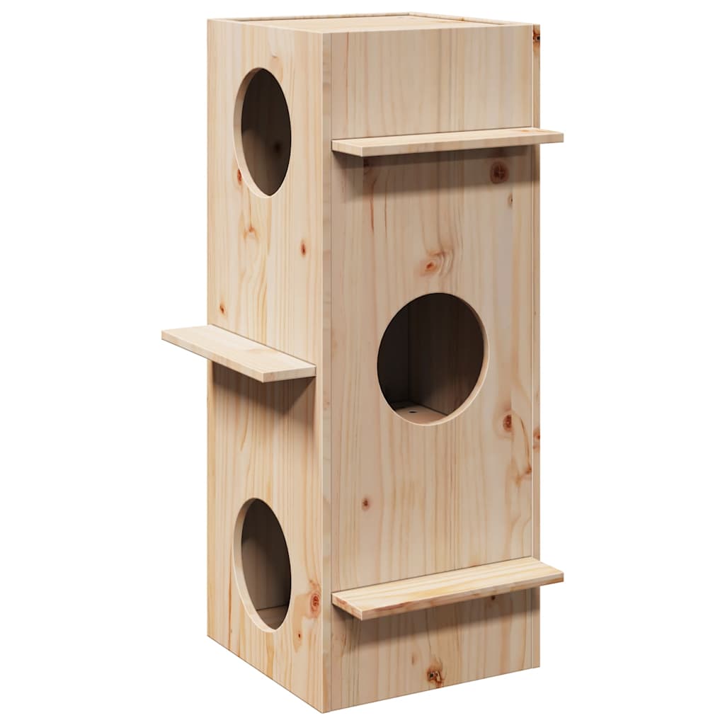 Maison pour chat 43x43x90 cm bois de pin massif - bordeaux - number 1.