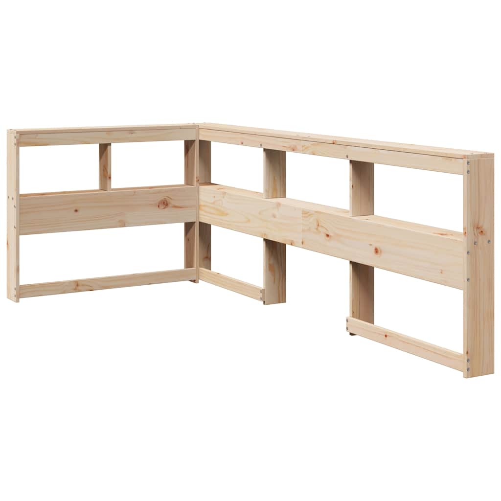 Bogreol hovedgærde l-formet 80 cm massivt fyrretræ - naturfarvet, 98.5 x 218.5 x 80 cm, 1 - number 2.