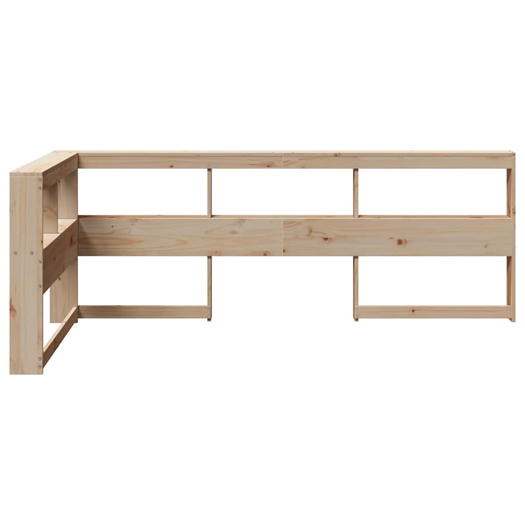 Bogreol hovedgærde l-formet 80 cm massivt fyrretræ - naturfarvet, 98.5 x 218.5 x 80 cm, 1 - number 5.