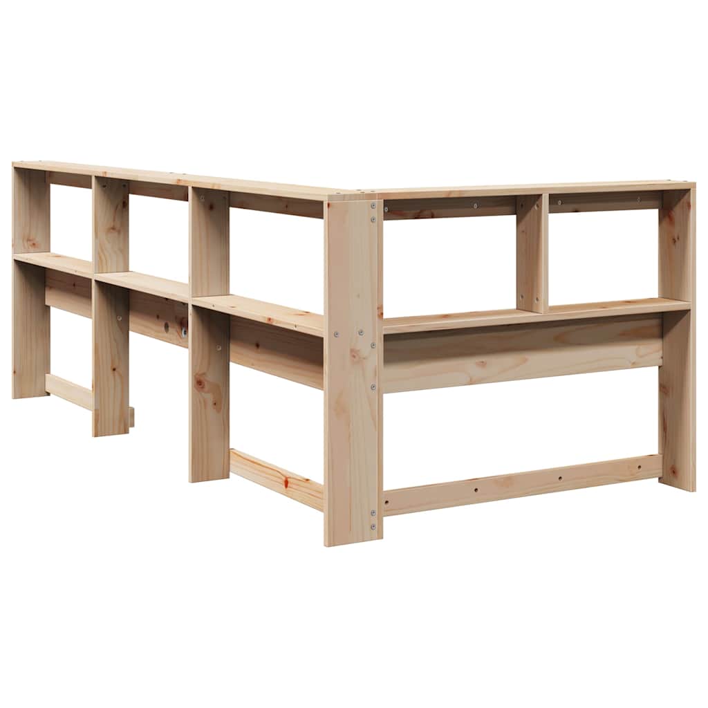 Bogreol hovedgærde l-formet 80 cm massivt fyrretræ - naturfarvet, 98.5 x 218.5 x 80 cm, 1 - number 6.
