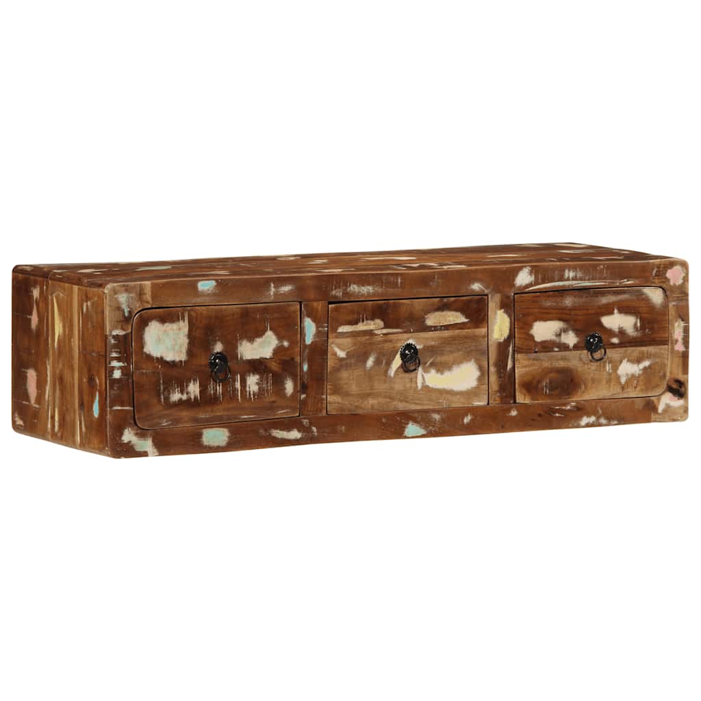 Væghængt tv-skab 100x32x25 cm massivt genbrugstræ - number 1.