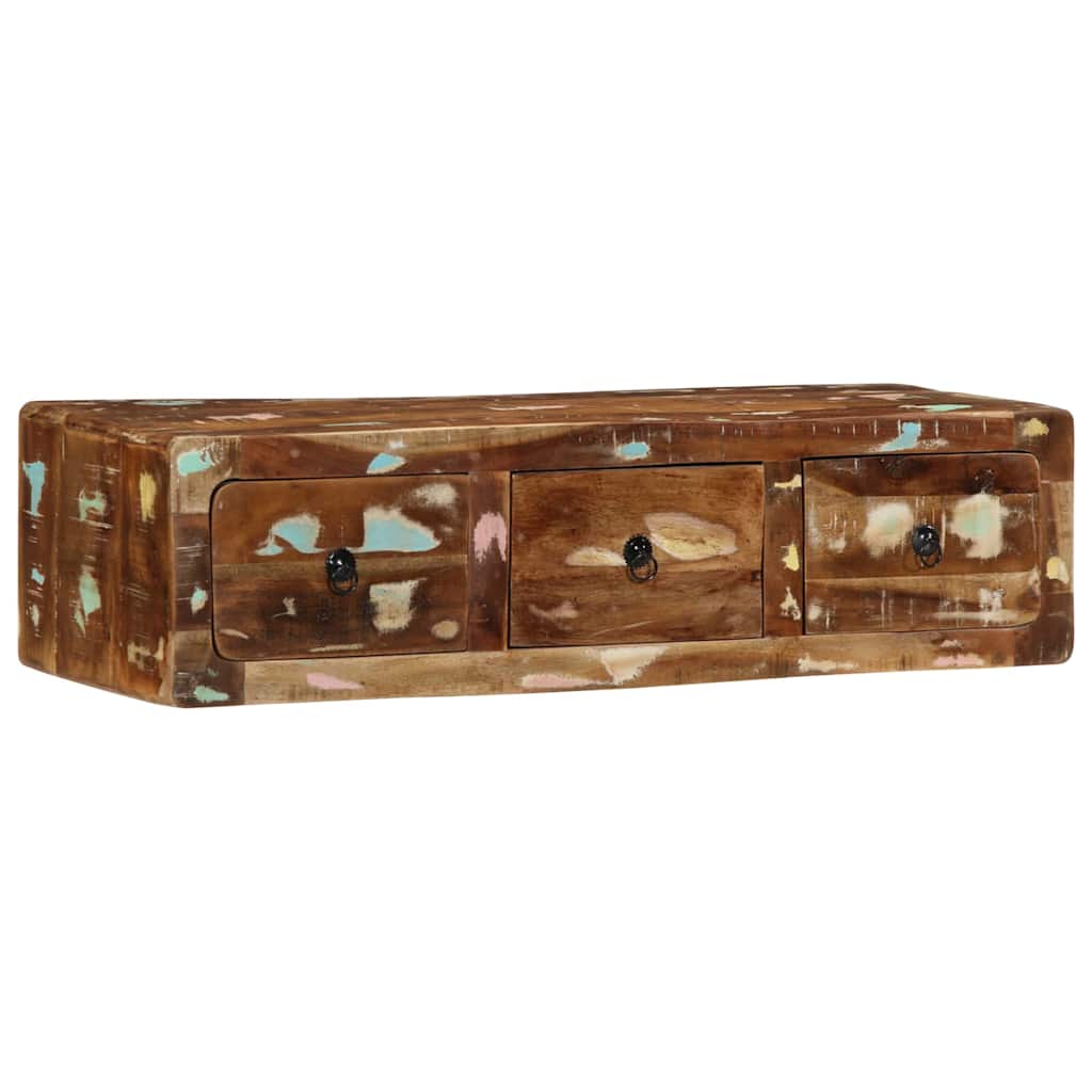 Væghængt tv-skab 100x32x25 cm massivt genbrugstræ - number 11.