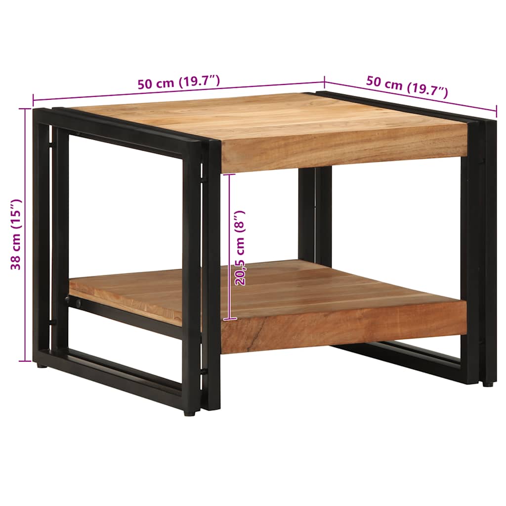 Sofabord 50x50x38 cm massivt akacietræ - number 10.