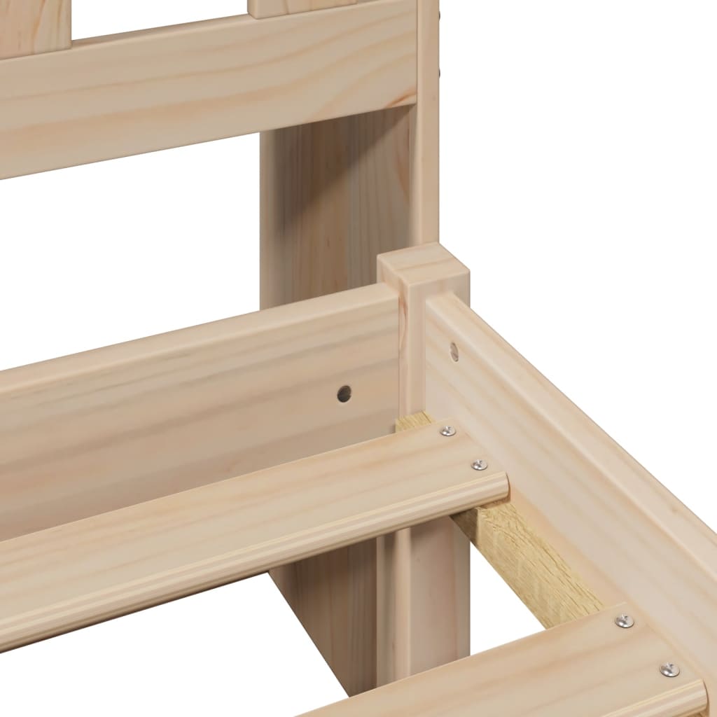 Seng med reol uden madras massivt fyrretræ - naturfarvet, 75 x 190 cm - number 9.